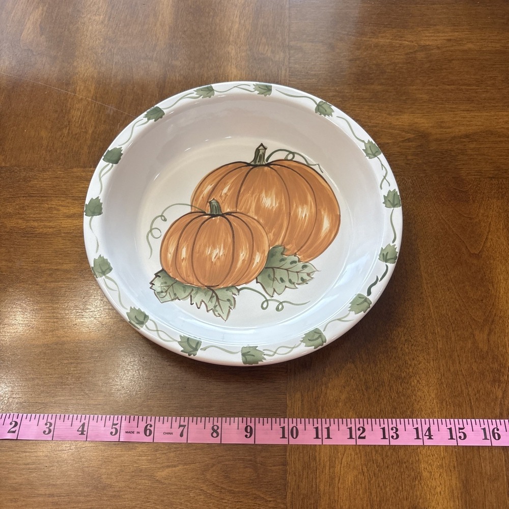Williams Sonoma Fall Harvest Pumpkin Pie Plate Dish 10" Serving‎ Tray